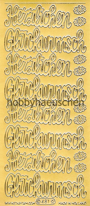 Starform Schrift-Sticker HERZLICHEN GLÜCKWUNSCH große Schrift