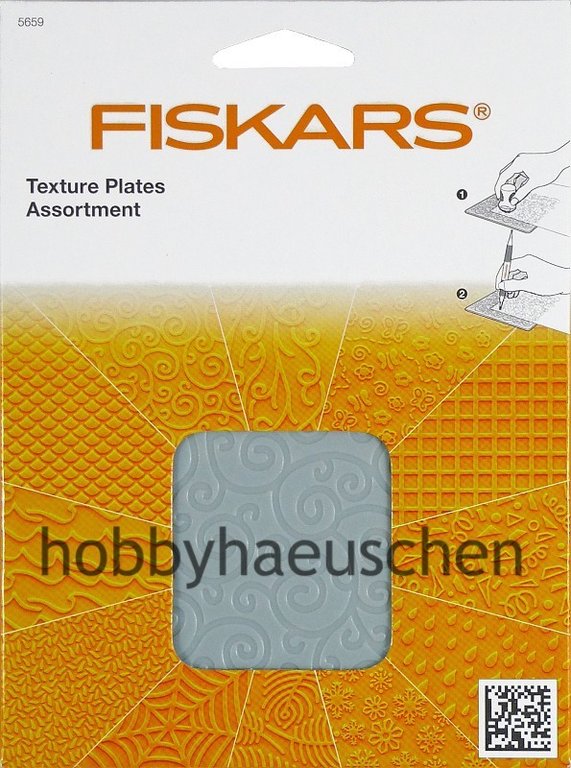 FISKARS® Texture Plates Prägeplatten-Set 12 Muster ILLUSION - EXPRESSION - TRANQUILITY