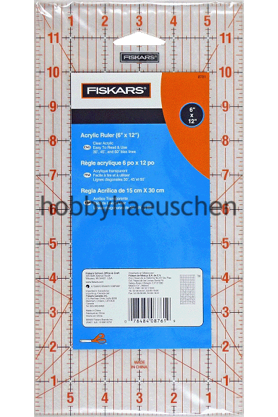 FISKARS® Acrylic Ruler Acryl-Lineal 6 Zoll x 12 Zoll (15,2 cm x 30,5 cm)