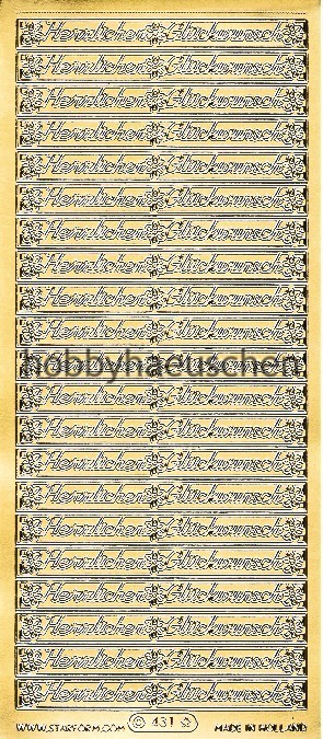 Starform Schrift-Sticker HERZLICHEN GLÜCKWUNSCH im RAHMEN