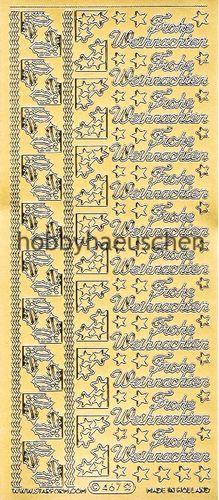 Starform Schrift-Sticker FROHE WEIHNACHTEN mit ECKEN & BORDÜREN goldfarben