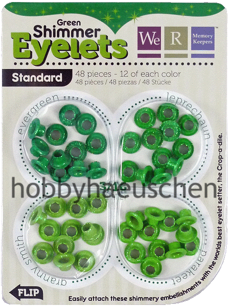 We R Memory Keepers STANDARD GREEN SHIMMER Eyelets RUND 3/16 Zoll, grüne Glitter-Farbtöne, 48 Stück