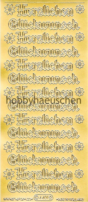 Starform Schrift-Sticker HERZLICHEN GLÜCKWUNSCH große gotische Schrift