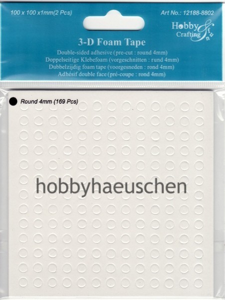 Hobby & Crafting Fun 3D Foam Tape RUNDE KLEBEPADS weiß 1mm x 4mm, 338 Stück