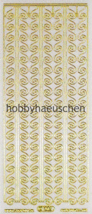 Starform transparente Glitzer-Sticker mit Gold-Kontur WELLEN-BORDÜREN