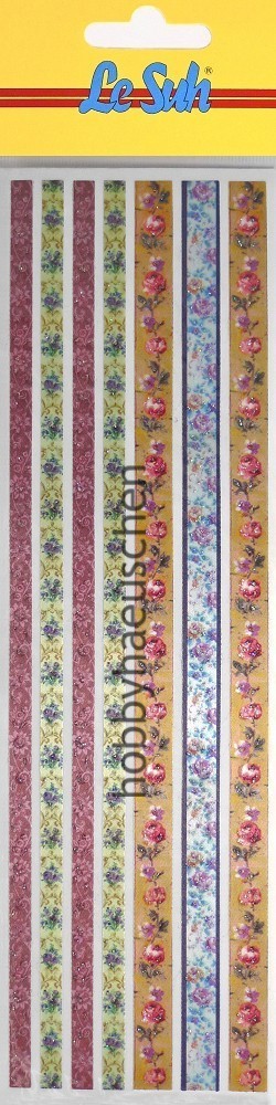 Le Suh Glitter Ribbon Stickers Textilband Glitzer-Sticker BLUMEN (2)