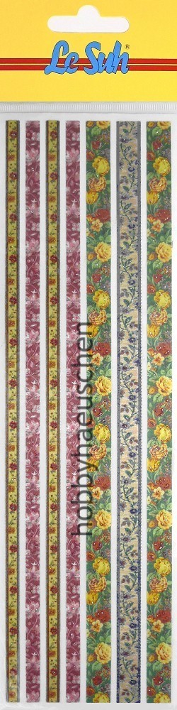 Le Suh Glitter Ribbon Stickers Textilband Glitzer-Sticker BLUMEN (3)