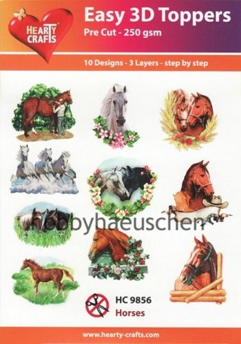 HEARTY CRAFTS Easy 3D Toppers 3D Step-by-Step Stanzteile HORSES