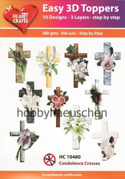 HEARTY CRAFTS Easy 3D Toppers 3D Step-by-Step Stanzteile CONDOLENCE CROSSES