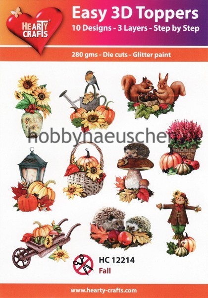 HEARTY CRAFTS Easy 3D Toppers 3D Step-by-Step Stanzteile FALL
