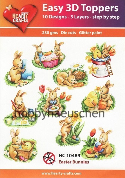 HEARTY CRAFTS Easy 3D Toppers 3D Step-by-Step Stanzteile EASTER BUNNIES