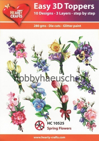 HEARTY CRAFTS Easy 3D Toppers 3D Step-by-Step Stanzteile SPRING FLOWERS