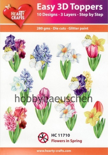 HEARTY CRAFTS Easy 3D Toppers 3D Step-by-Step Stanzteile FLOWERS in SPRING