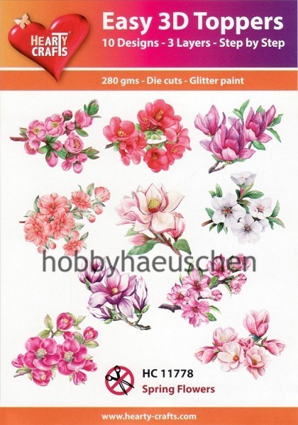 HEARTY CRAFTS Easy 3D Toppers 3D Step-by-Step Stanzteile SPRING FLOWERS (2)