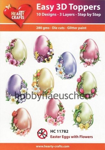 HEARTY CRAFTS Easy 3D Toppers 3D Step-by-Step Stanzteile EASTER EGGS with FLOWERS