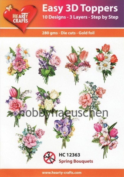 HEARTY CRAFTS Easy 3D Toppers 3D Step-by-Step Stanzteile SPRING BOUQUETS