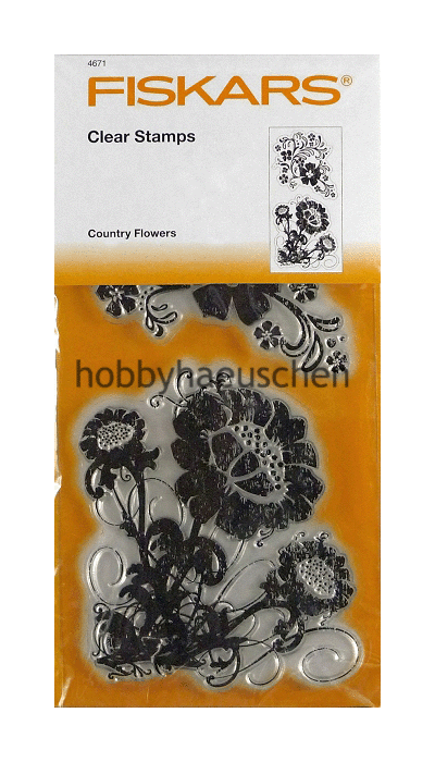 FISKARS® Clear Stamp Set Klare Stempel BLUMEN (COUNTRY FLOWERS), 2 Stempel