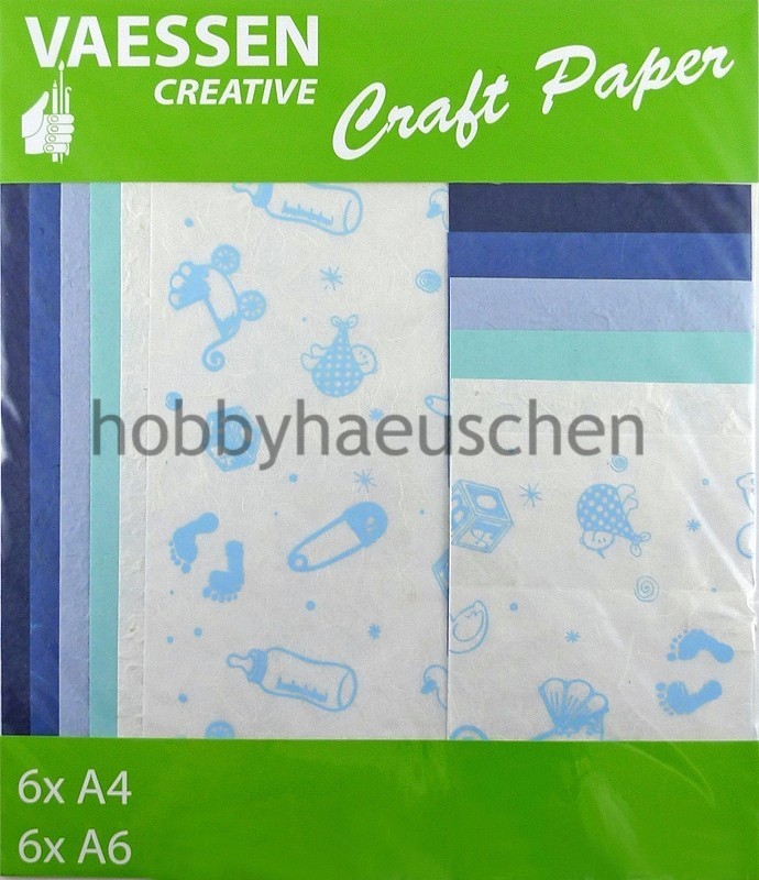 Vaessen Creative Craft Paper Naturpapier-Set BABY-BLAU, 12 Bogen