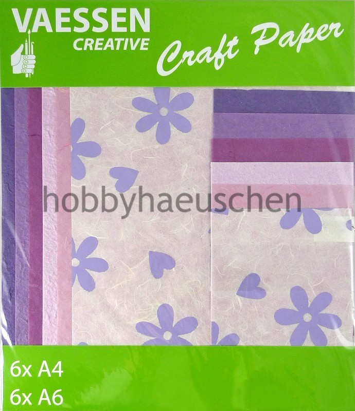 Vaessen Creative Craft Paper Naturpapier-Set ROSA-VIOLETT, 12 Bogen