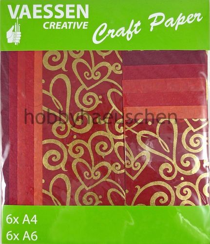 Vaessen Creative Craft Paper Naturpapier-Set ROT, 12 Bogen