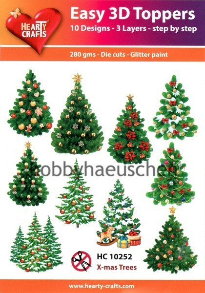 HEARTY CRAFTS Easy 3D Toppers 3D Step-by-Step Stanzteile X-MAS TREES