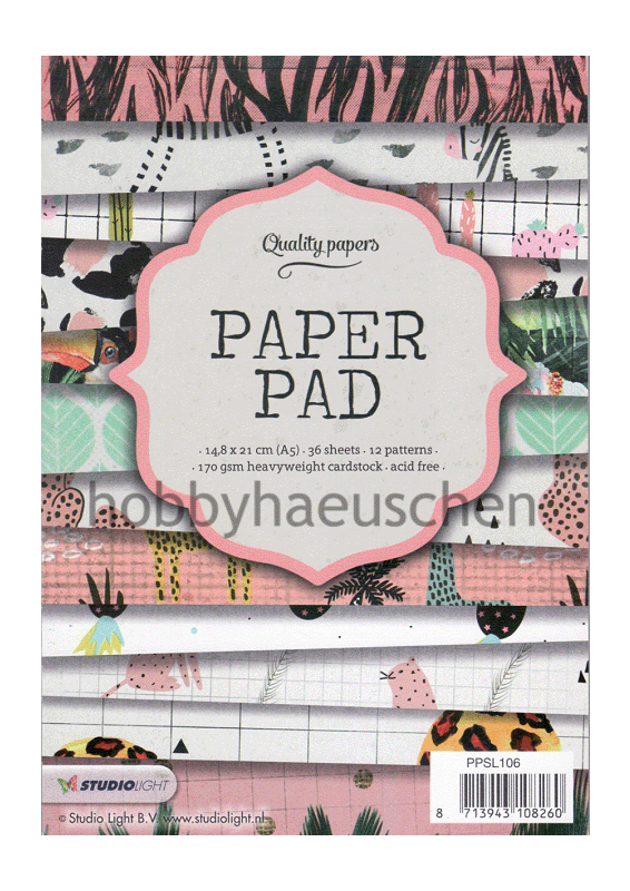 StudioLight Quality Papers Paper Pad Papierblock 14,8 x 21,0 cm, 36 Blatt EXOTIC (2)