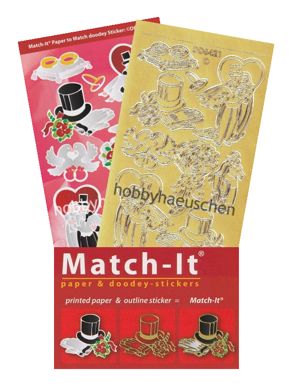 Doodey Match-It® Set: Motivpapier & Stickerbogen HOCHZEIT