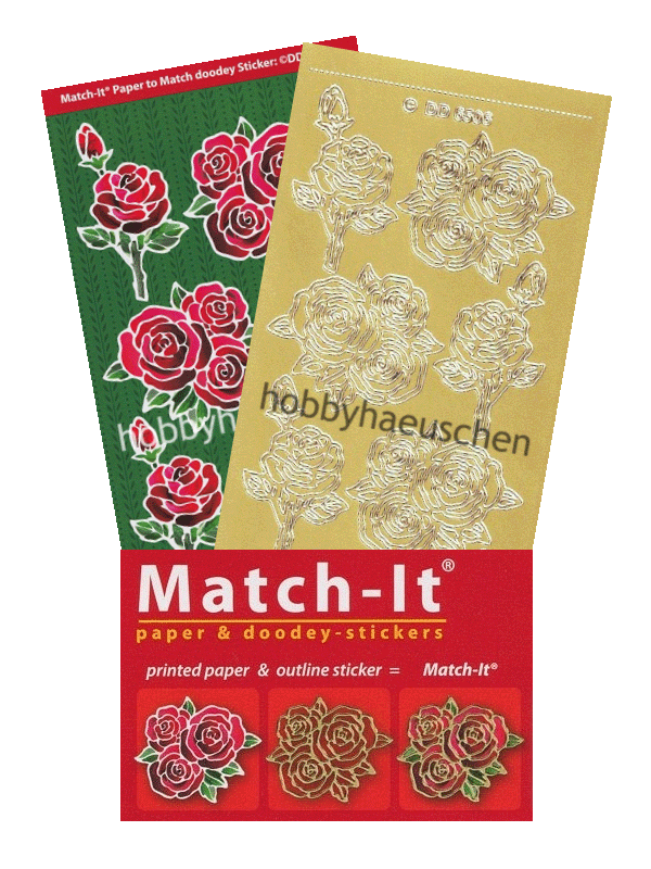 Doodey Match-It® Set: Motivpapier & Stickerbogen ROSEN